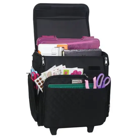 Everything Mary Black Quilted Rolling Scrapbook Storage Tote {2}