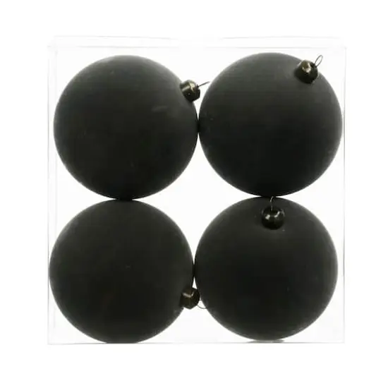 4 Pack 3.8" Flocked Shatterproof Ball Ornaments by Ashland&reg; Dark Gray {1}