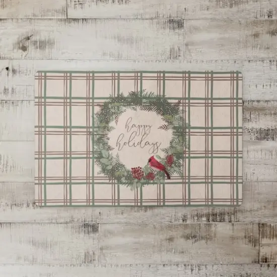 Happy Holidays Plaid Floor Mat {3}