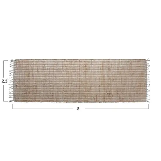 Hello Honey&reg; Natural Boho Woven Jute & Cotton Floor Runner Rug with Fringe, 96" x 30" {4}