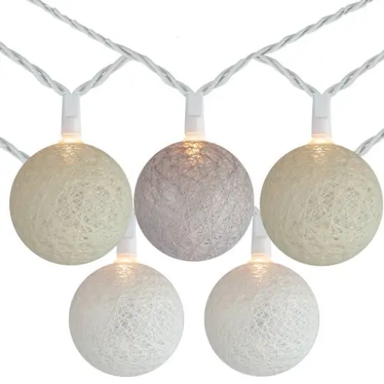 10ct. Neutral Tone Yarn Ball Patio Globe Lights {1}