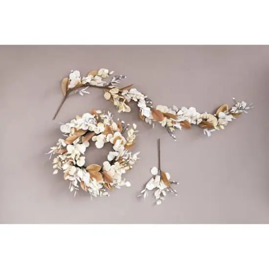 Hello Honey&reg; 30" Cream Faux Magnolia & Eucalyptus Wreath  {3}