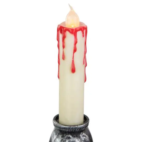 14" Antique Silver Skull Trio Halloween Candelabra D&eacute;cor {4}