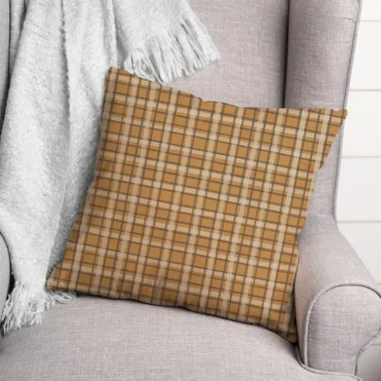 Orange Multi Plaid Throw Pillow {4}