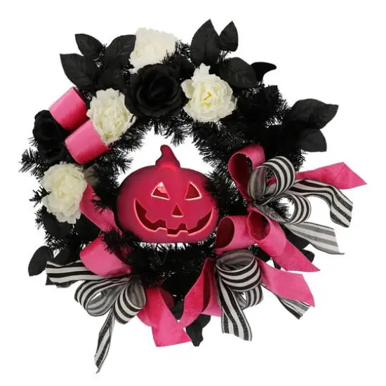 24" Pink Jack-o'-Lantern Wreath by Ashland&reg; {3}