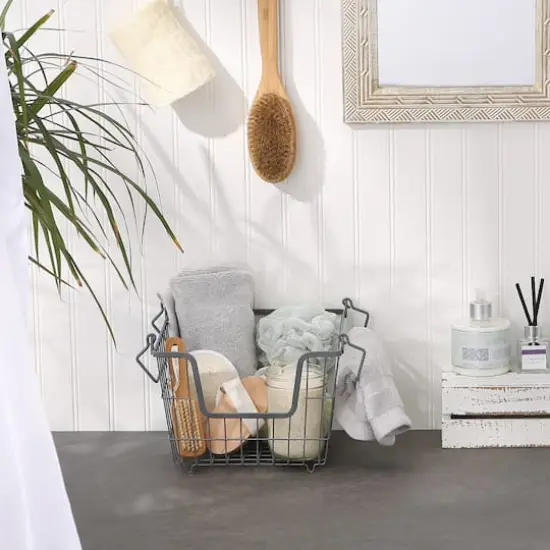 DII&reg; Medium Square Metal Basket Cool Gray {4}