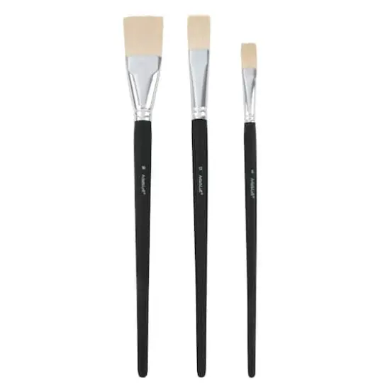 Flat White Taklon 3 Piece Long Handle Oil & Acrylic Brush Set by Artist's Loft® {1}