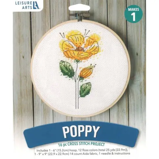 Leisure Arts&reg; 6'' Poppy Cross Stitch Kit {1}