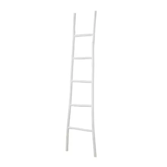 6ft. Handmade Slanted Wood Ladder White {4}