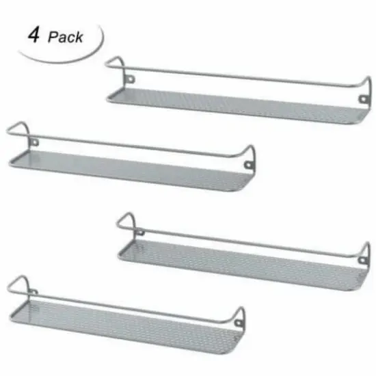 NEX&trade; Large Silver Wall-Mounted Spice Racks for Storage, 4ct. {1}