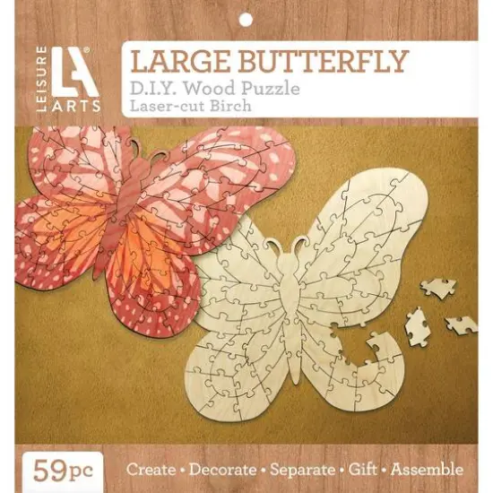 Leisure Arts&reg; Large Butterfly D.I.Y. Wood Puzzle {1}