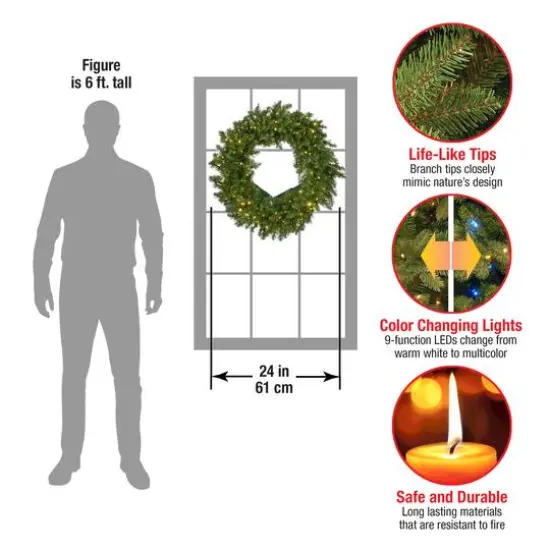 24" Kingswood&reg; Fir Wreath with 250ct. Warm White Battery Operated LED Infinity&trade; Lights {6}