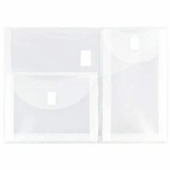 JAM Paper 9.75" x 13" Clear Plastic 3 Pocket Velcro&reg; Brand Closure Booklet Envelopes, 10ct. {1}