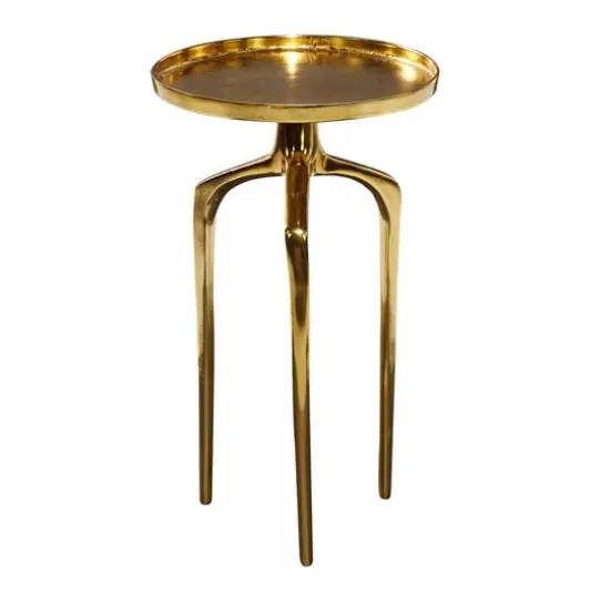 22" Gold Aluminum Contemporary Accent Table {6}