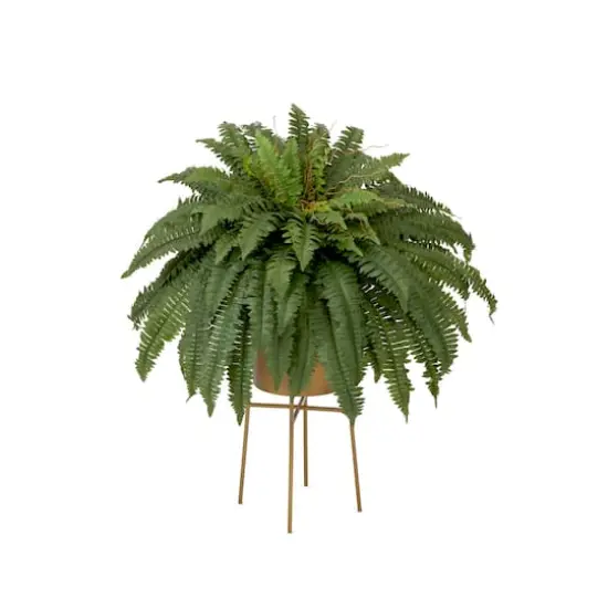 32" Artificial Boston Fern Plant with Metal Planter with Stand {1}