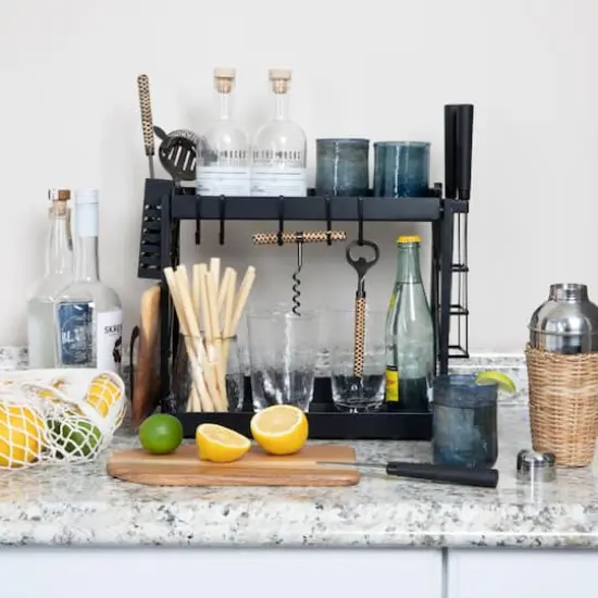 Household Essentials 12" Black Metal 2-Tier Countertop Caddy {4}