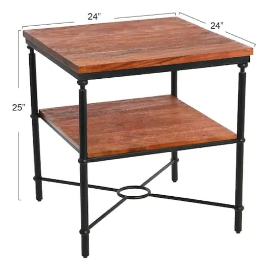 Hello Honey® 24" Saratoga Rustic Wood & Metal End Table Warm Walnut {6}