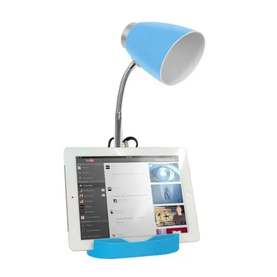 LimeLights 18.5" Gooseneck Organizer Desk Lamp with Tablet Stand Blue {7}