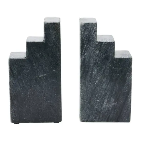 Hello Honey&reg; 6.5" Geometric Marble Bookend Set Black {3}