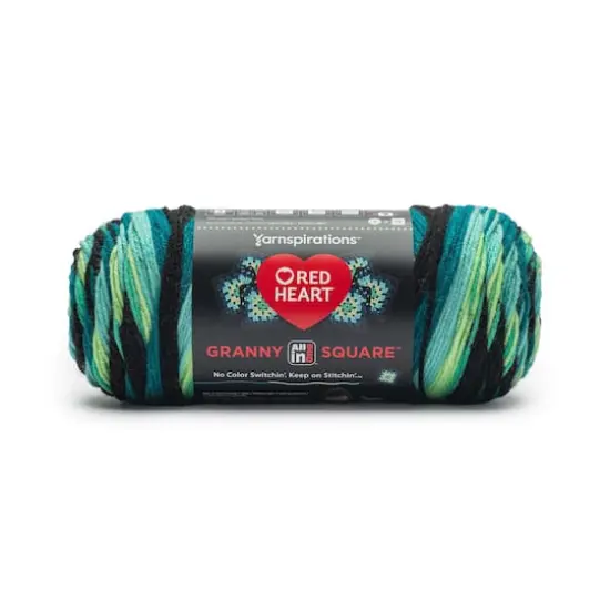 Red Heart&reg; All in One&trade; Granny Square&trade; Yarn Black - Cyber Leaf {1}
