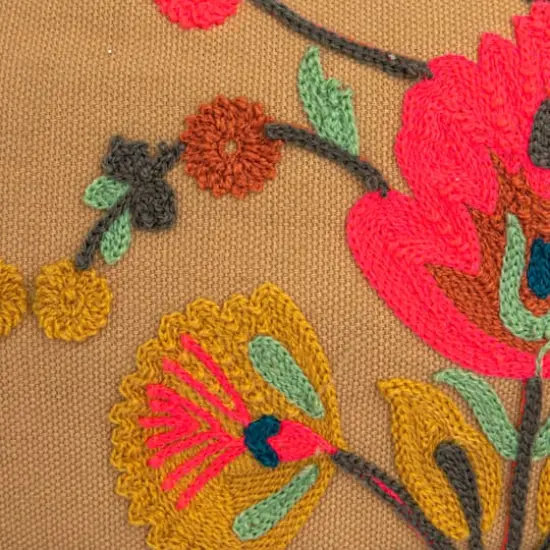 Hello Honey® 24" Pink & Brown Round Cotton Embroidered Sherpa Pet Bed {5}