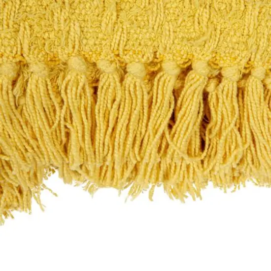 Hello Honey® 60" Chartreuse Woven Cotton Throw Blanket with Fringe {5}