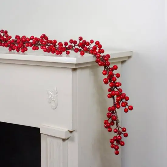 5ft. Artificial Christmas Red Berry Twig Garland {3}