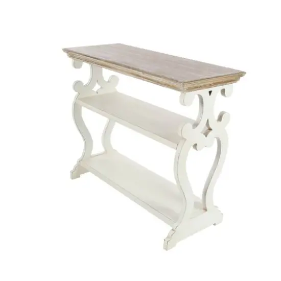White Farmhouse Wood Console Table, 32" x 38" {3}