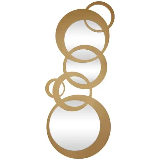 Gold Wood Circles Geometric Wall Mirror 56" x 1" x 23" {1}