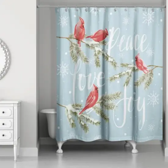 Peace Love Joy Cardinals Shower Curtain {1}