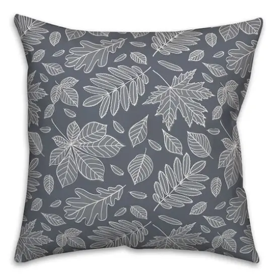 18" x 18" Leaf Mixture Indoor/Outdoor Throw Pillow Slate {1}