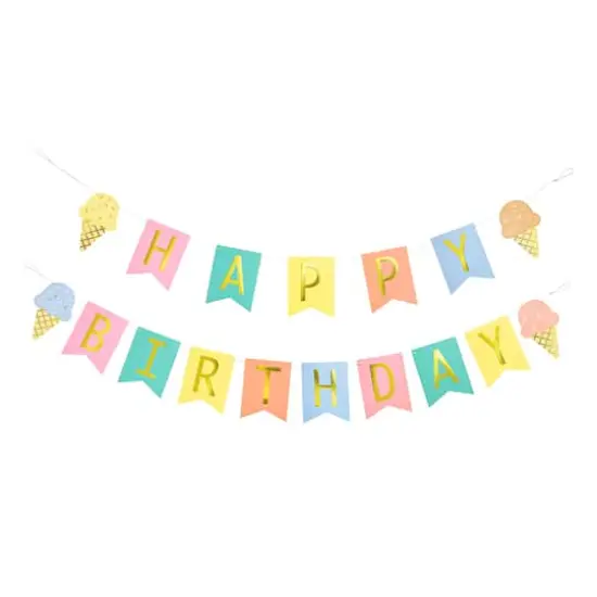 5ft. Ice Cream Happy Birthday Banner Set by Celebrate It&trade; {1}