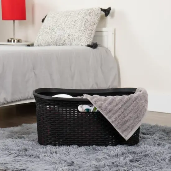 Mind Reader 40L Ventilated Laundry Basket with Cut Out Handles, 2ct. Black {3}