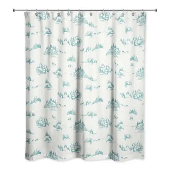 Snowy Town Teal Shower Curtain {1}