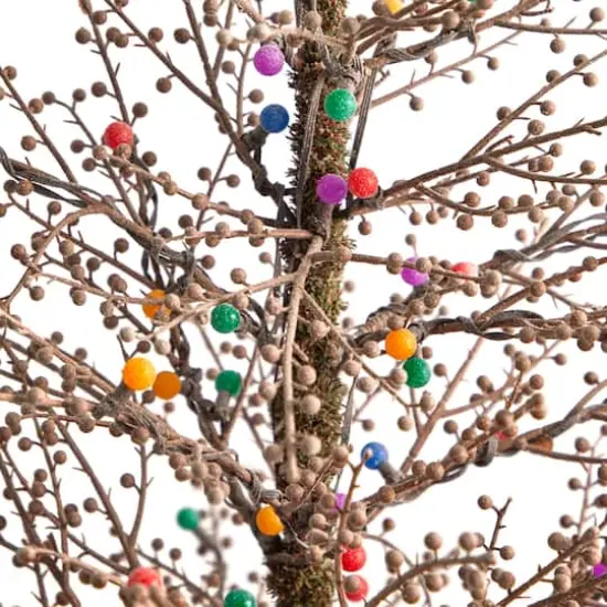 4ft. Pre-Lit Frosted Berry Twig Artificial Christmas Tree, Multicolor Gum Ball LED Lights {6}