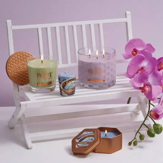 Root Candles 6.3oz. Small Scented Honeycomb Veriglass Jar Candle Tea Leaf and Honey {4}