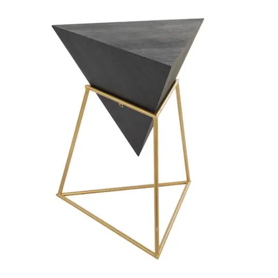 24" Metal Modern Accent Table Black on Black {2}