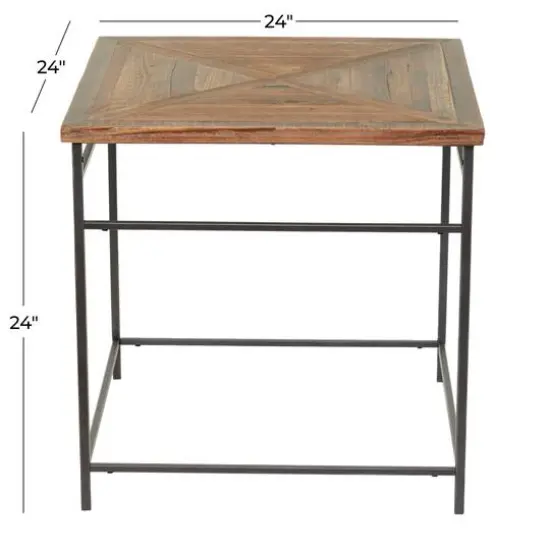 Brown Wood Rustic Accent Table 24" x 24" x 24" {7}