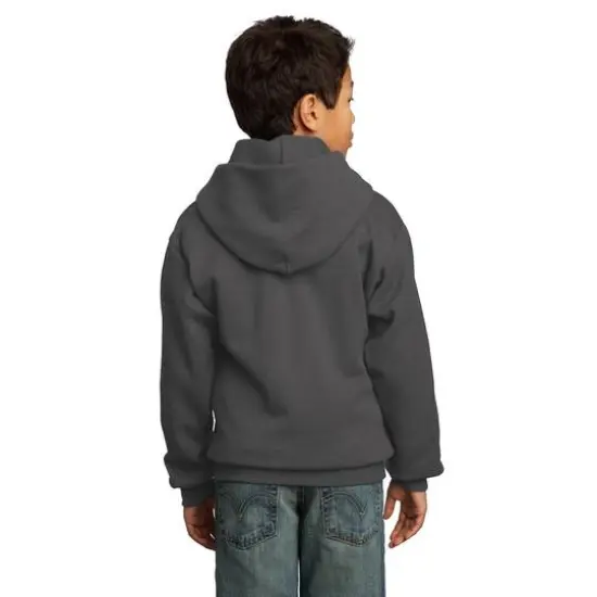 Port & Company® Neutrals Youth Core Fleece Pullover Hooded Sweatshirt Charcoal {5}