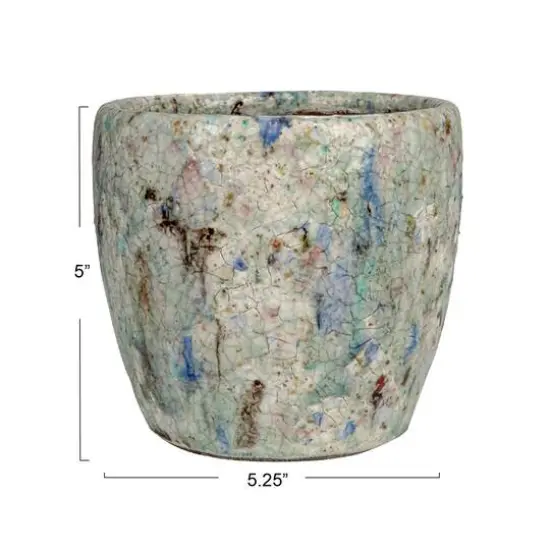 Hello Honey&reg; 5.25" Blue Crackle Glaze Terra Cotta Planter {6}