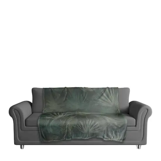 Tropical Palm Coral Fleece Blanket Gray {4}