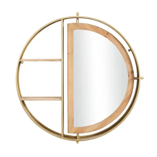 Gold Metal Contemporary Wall Shelf, 27" x 28" x 5" {3}