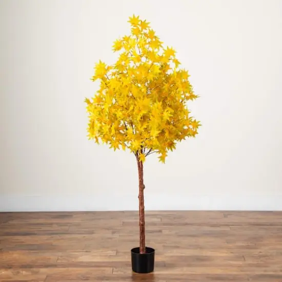 5ft. Pre-Lit Yellow Autumn Maple Artificial Fall Tree with 250 Warm White LED Lights {6}