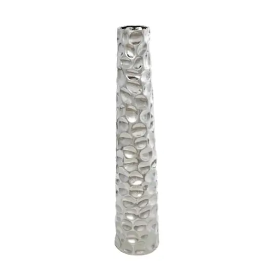 3ft. Silver Ceramic Geometric Bubble Vase with Concaved Circles {1}