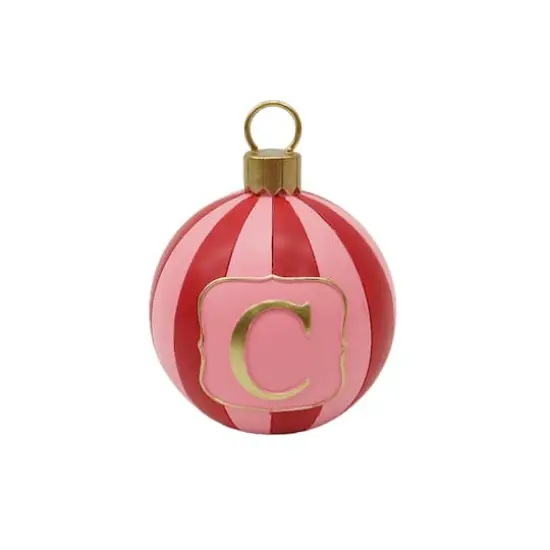 5" Striped Monogram Ball Ornament Tabletop Décor by Ashland® C {1}