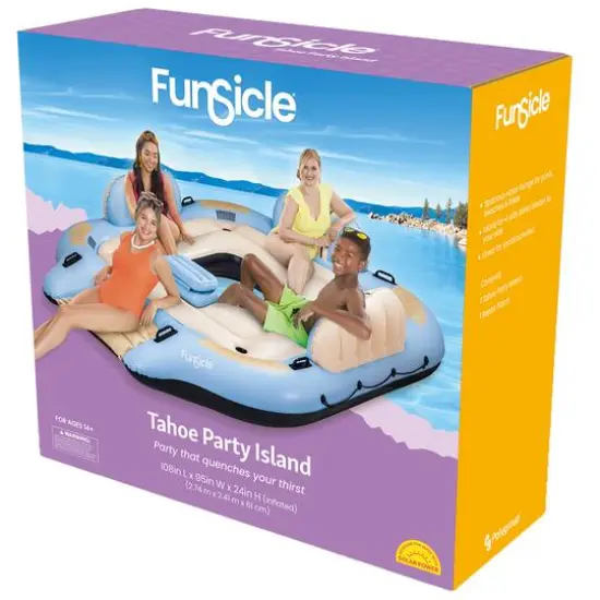 Funsicle 9ft. Tahoe Party Island Inflatable Water Float {5}