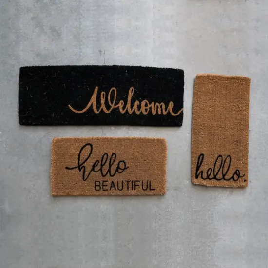 Hello Honey&reg; Black Natural Coir Welcome Step Doormat {4}