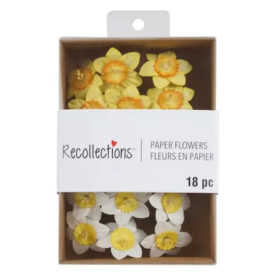Yellow & White Daffodil Paper Flowers by Recollections&trade;, 18ct. {4}