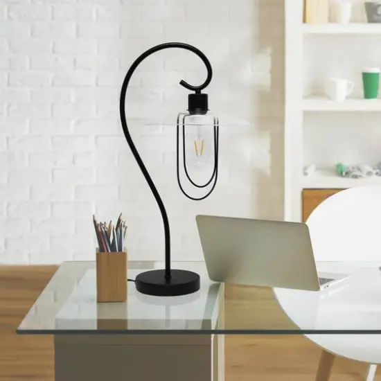 Lalia Home Modern Metal Scroll Table Lamp Black {6}