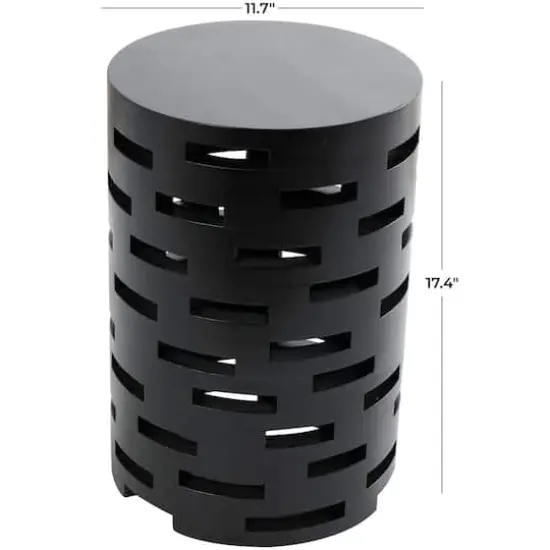 Black Wood Brick Inspired Cutout Geometric Accent Table {6}